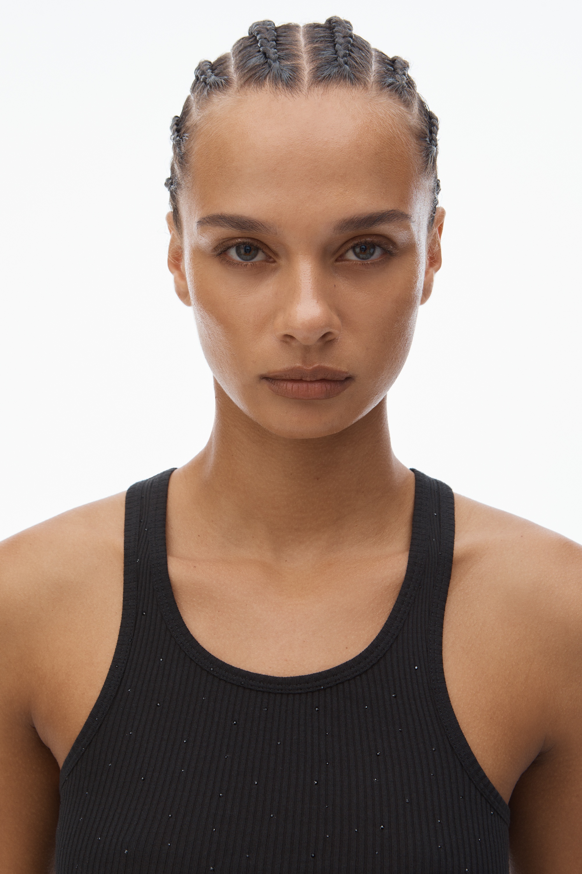 Crystal Hotfix Cropped Racer tank Tee - 6