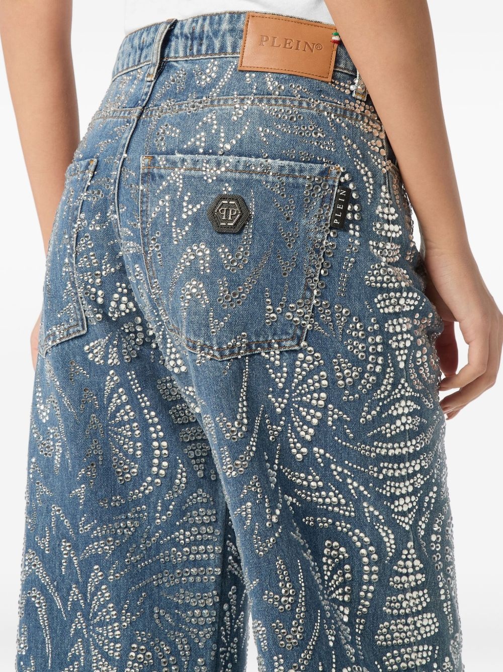 rhinestone-embellished jeans - 4