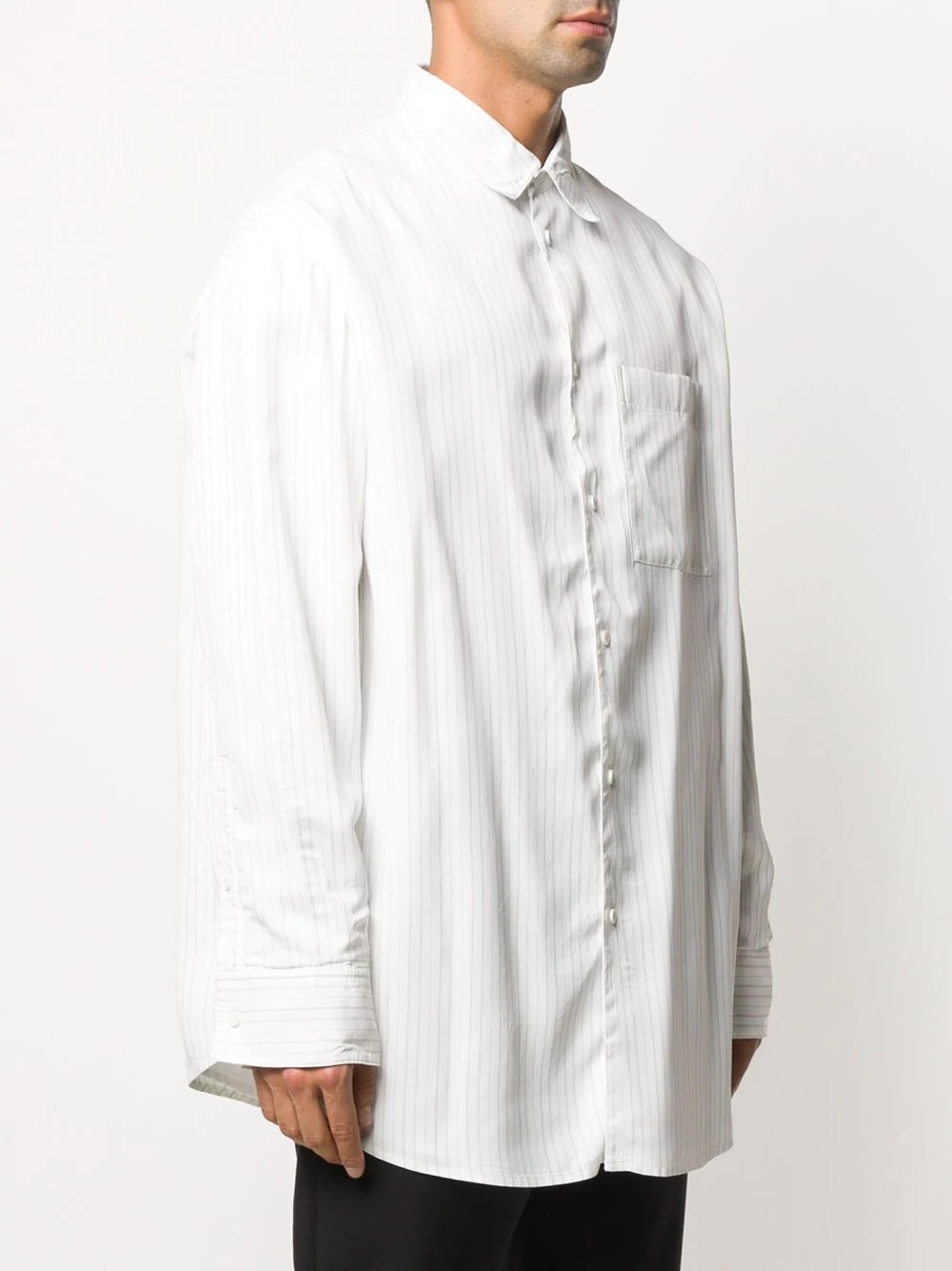 loose pinstripe button-up shirt - 3