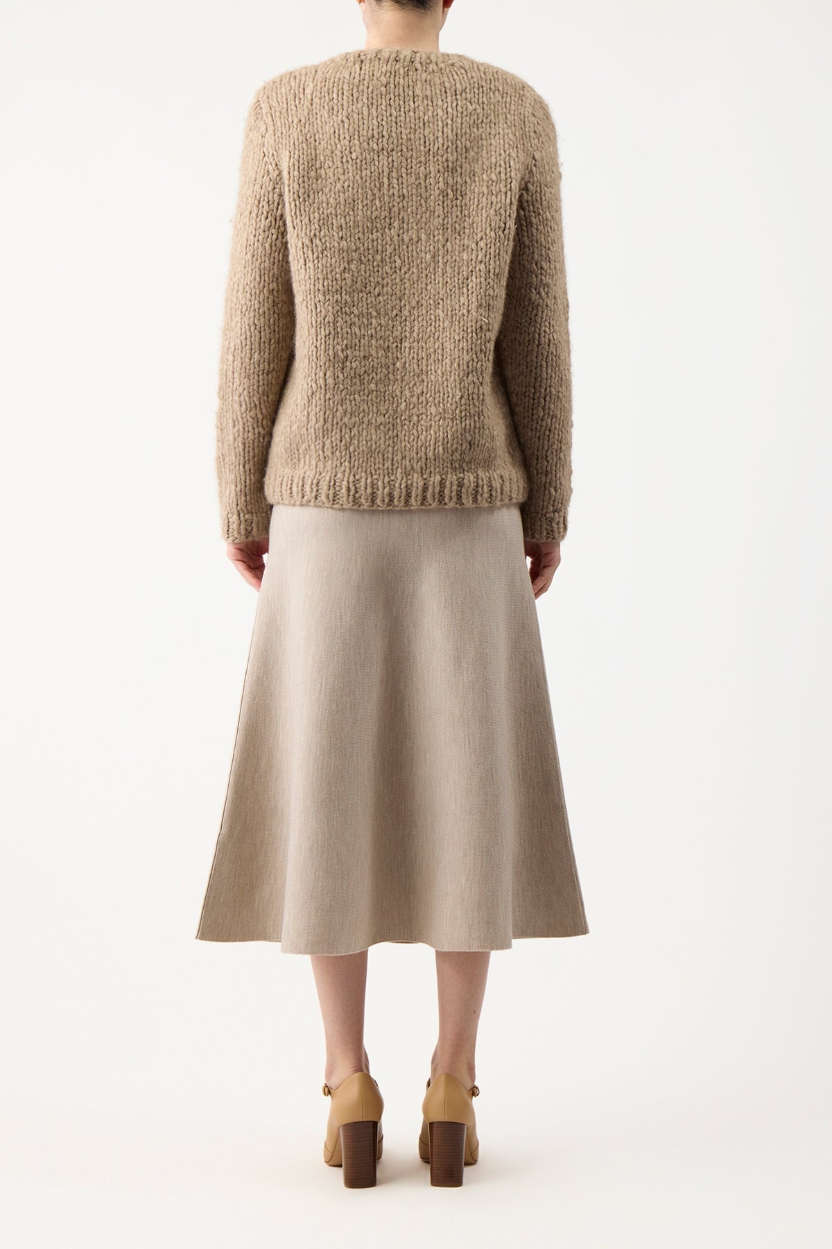 Freddie Skirt in Oatmeal Cashmere Wool - 4