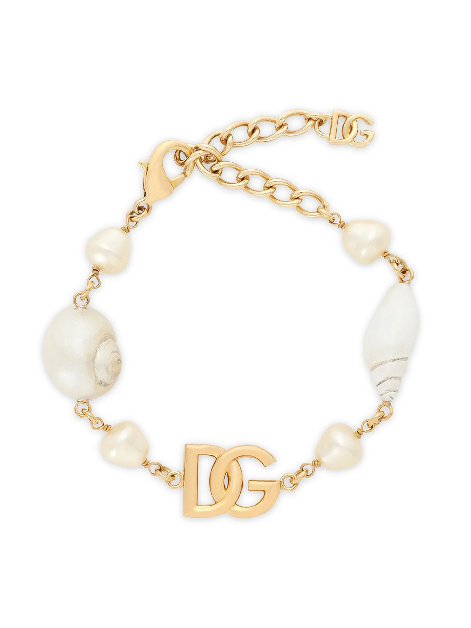 Women's Goldtone, Imitation Pearl & Shell Monogram Bracelet/6.3-7.9" - Yellow Gold - 1