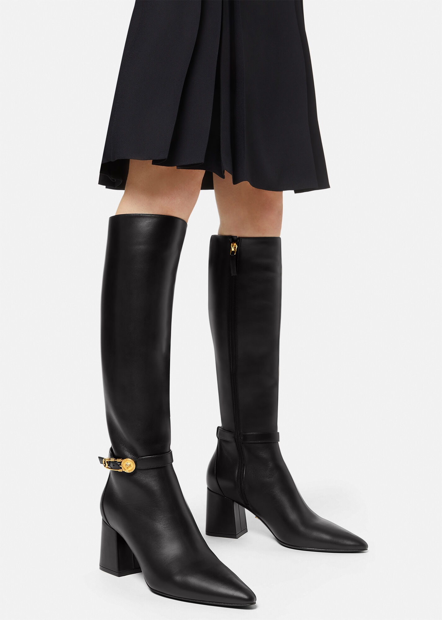Safety Pin Knee High Boots - 5