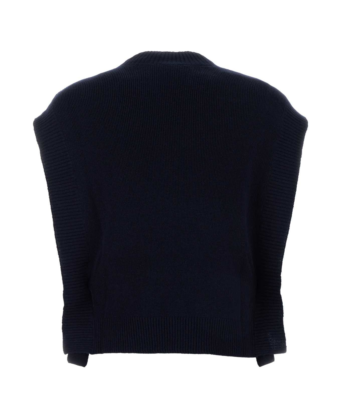 Navy Blue Wool Mathilde Vest - 2