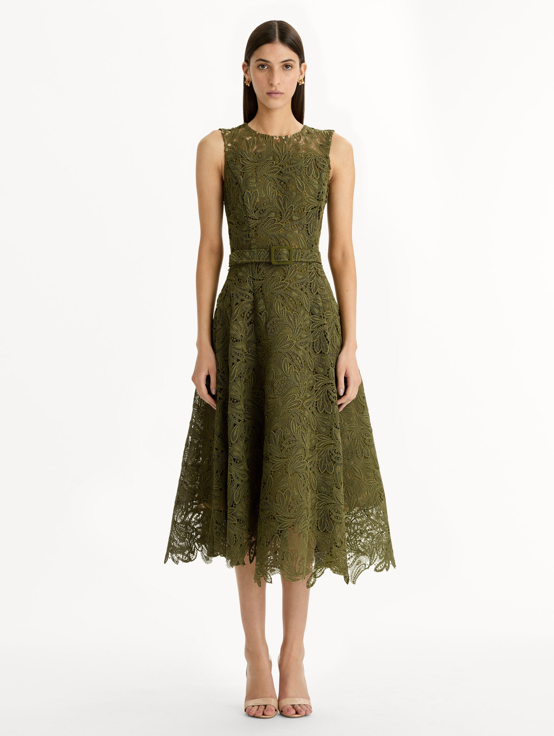 FEATHER SCROLL GUIPURE DRESS - 2