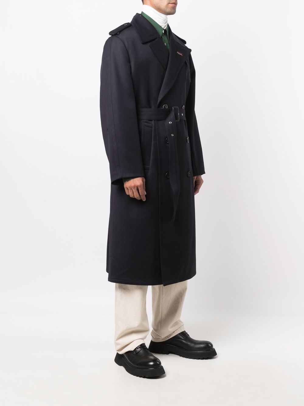 double-breasted wool trench coat - 3