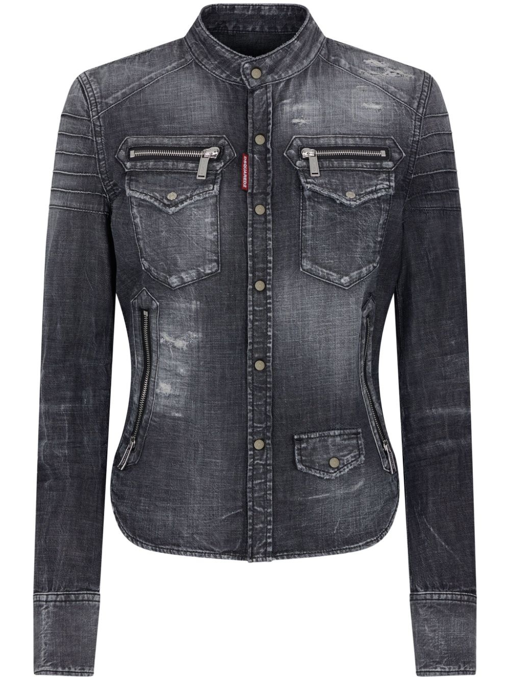 distressed-effect denim shirt - 1