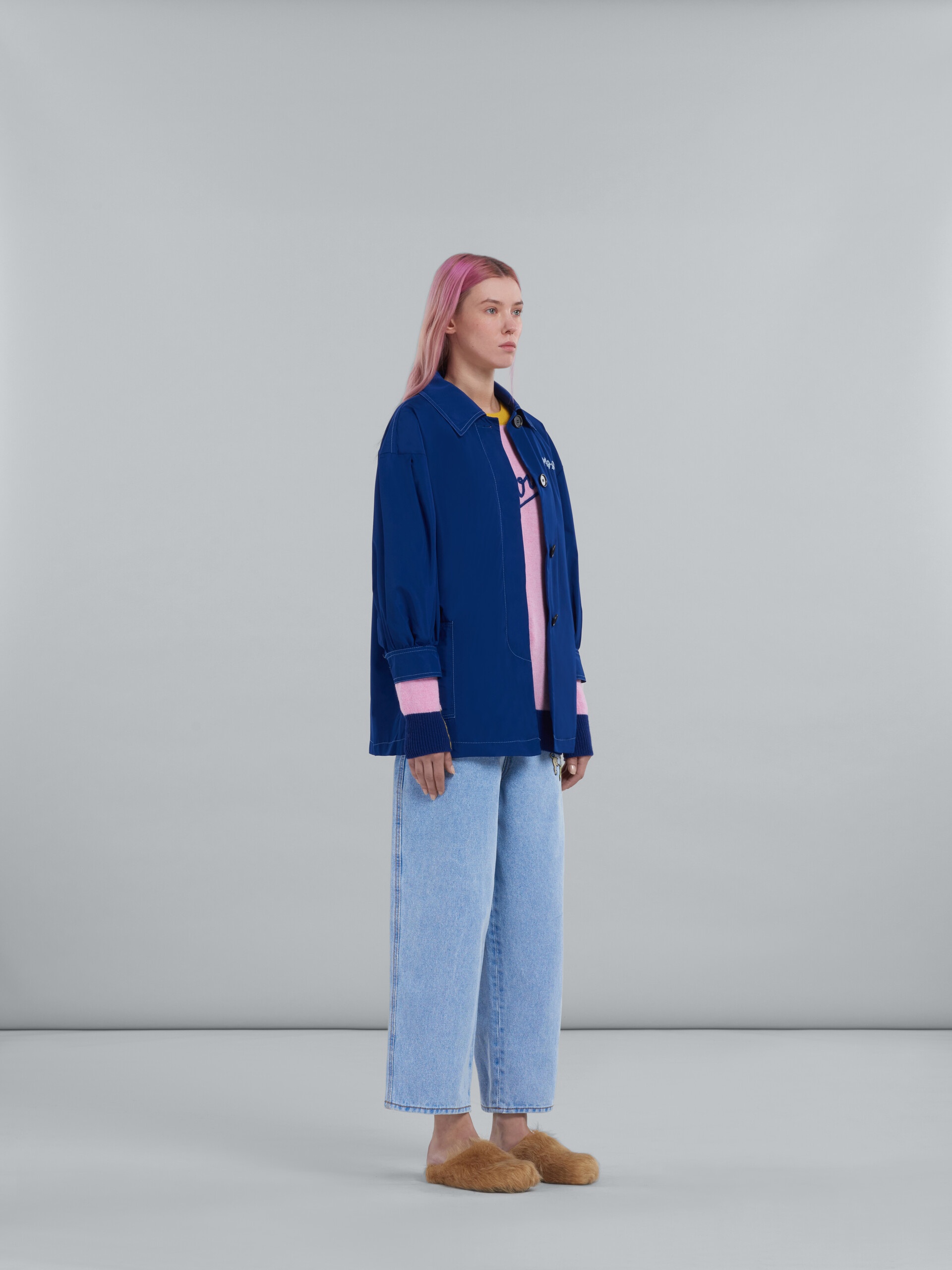 BLUE TAFFETA MICRO-FAILLE JACKET - 6
