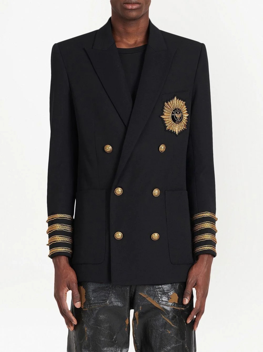 logo-appliqué double-breasted blazer - 3