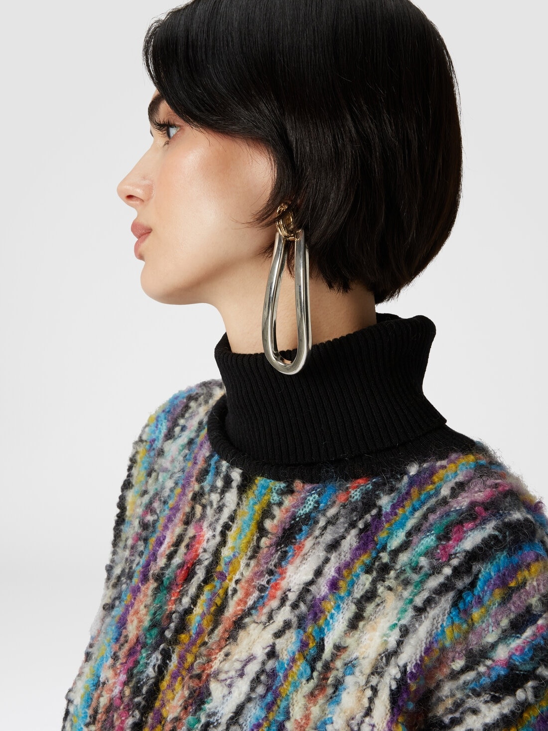 High-neck pullover in wool and bouclé mohair - 5