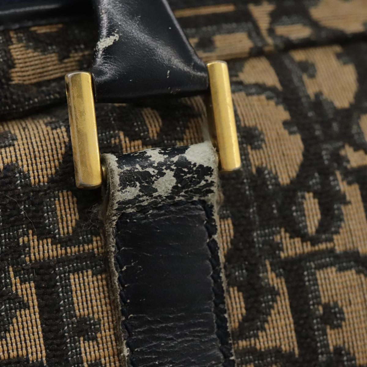 DIOR Trotter Canvas Hand Bag Navy Gold - 15