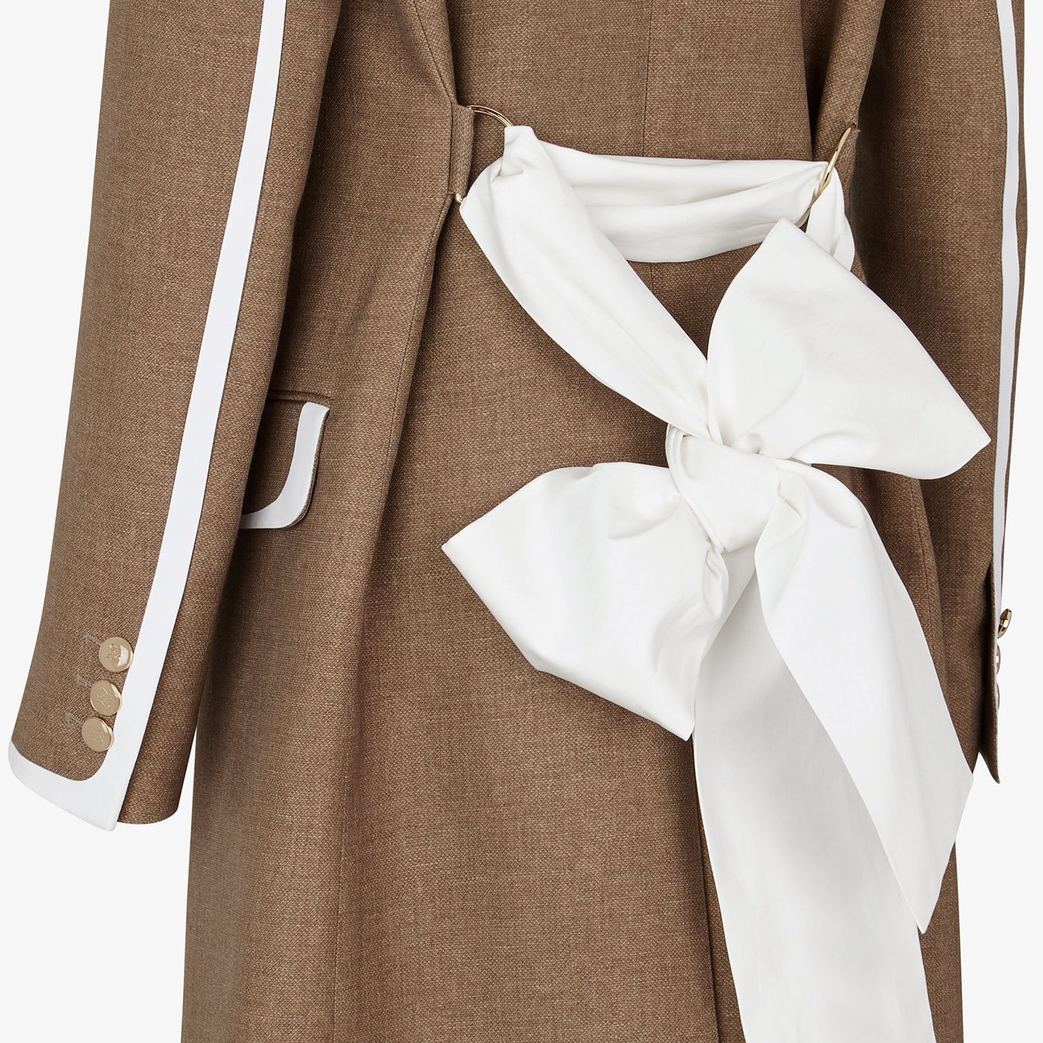 Beige silk and wool coat - 3