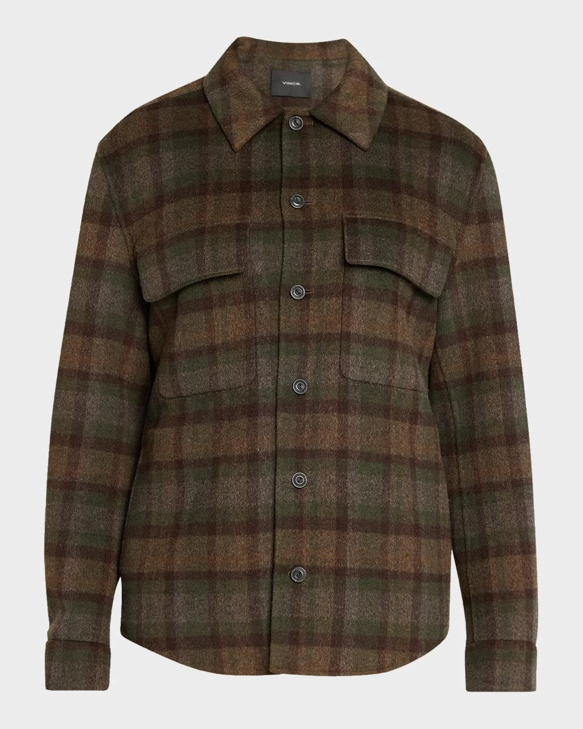 Men's Plaid Double-Face Flap Pocket Overshirt - 1