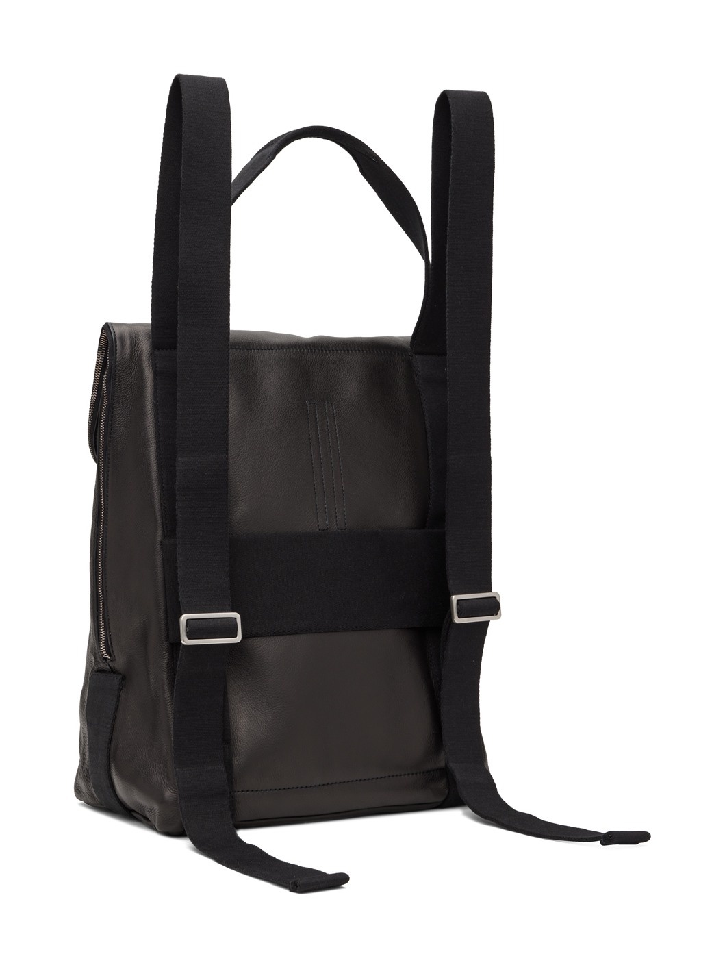 Black Leather Cargo Backpack - 3