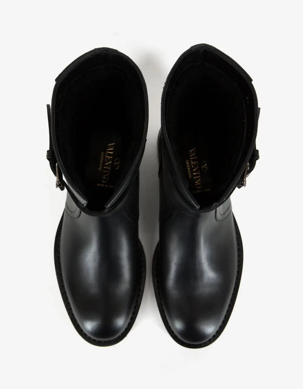 Valentino Black Leather Rockstud Boots - 4