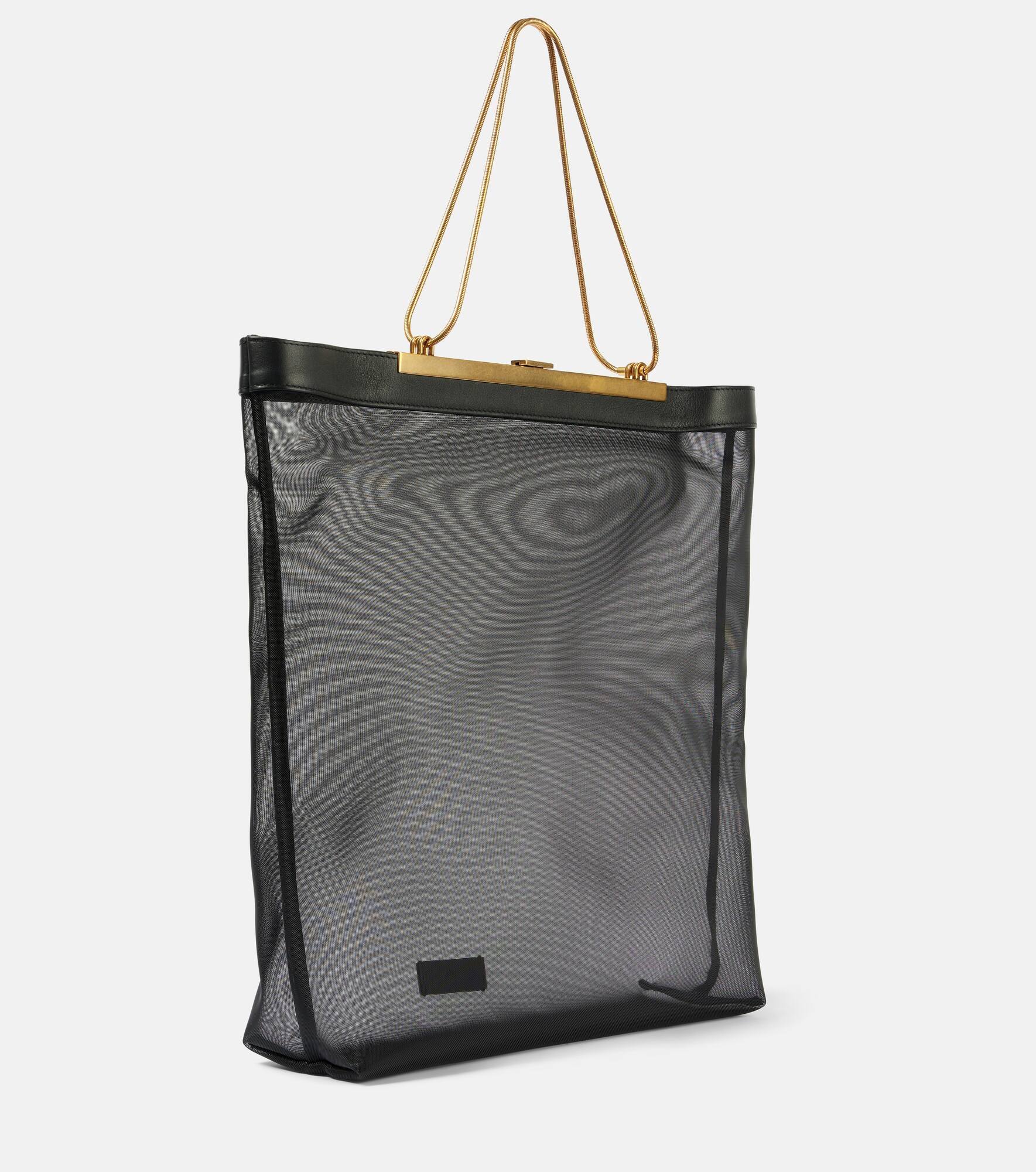Augusta leather-trimmed mesh shopper - 4