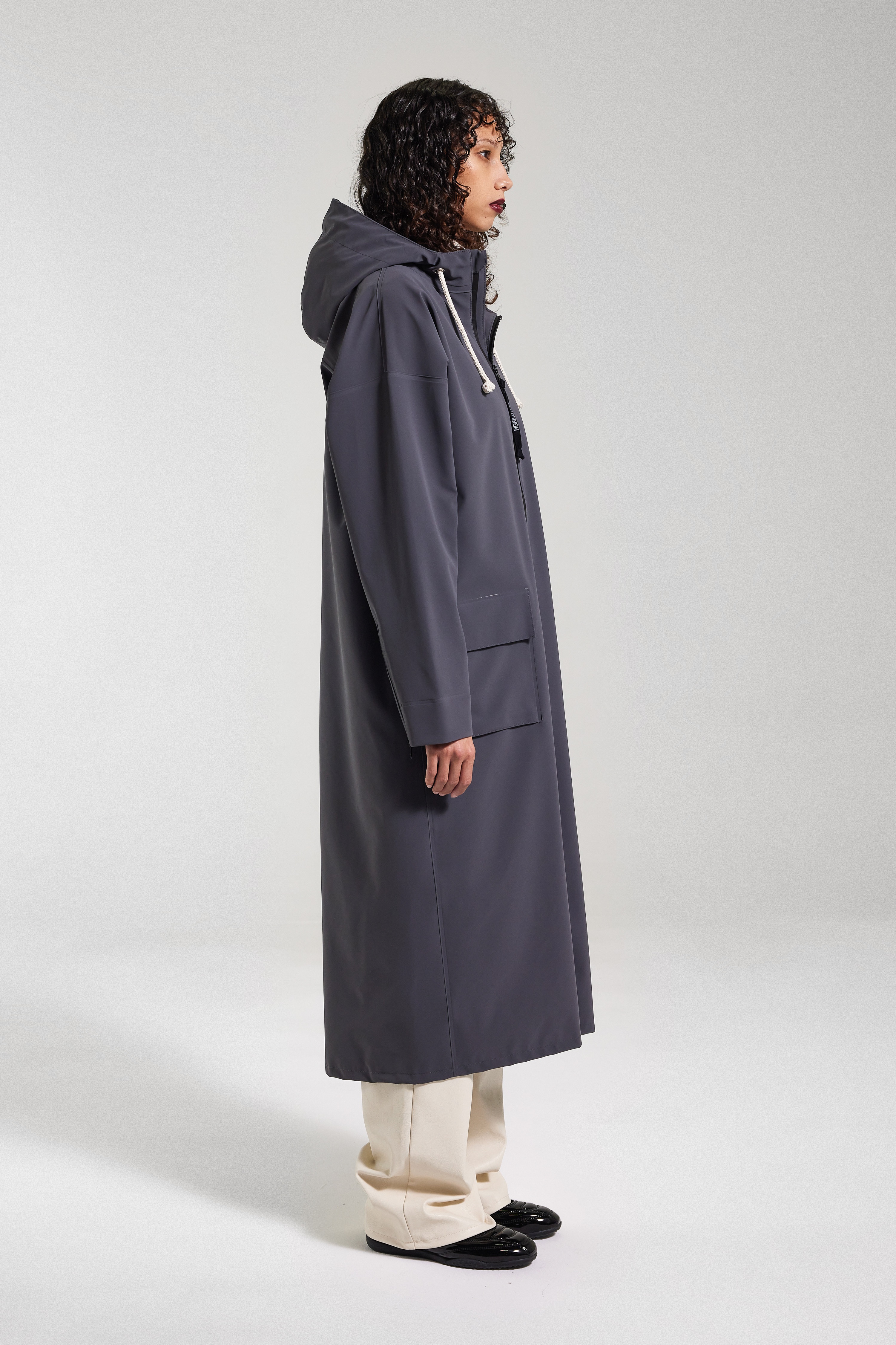 Sandviken Long Zip Matte Raincoat Metal - 3