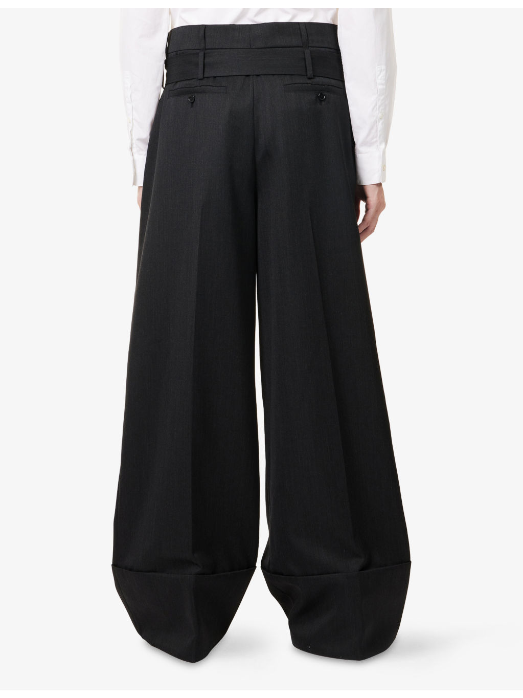Belted Wide-Leg Wool-Blend Trousers - 4