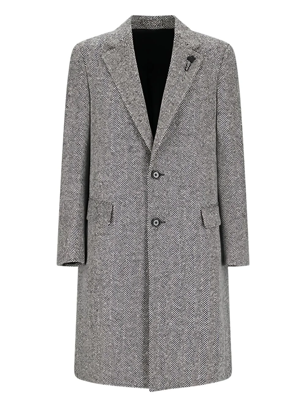 herringbone button-up coat - 1