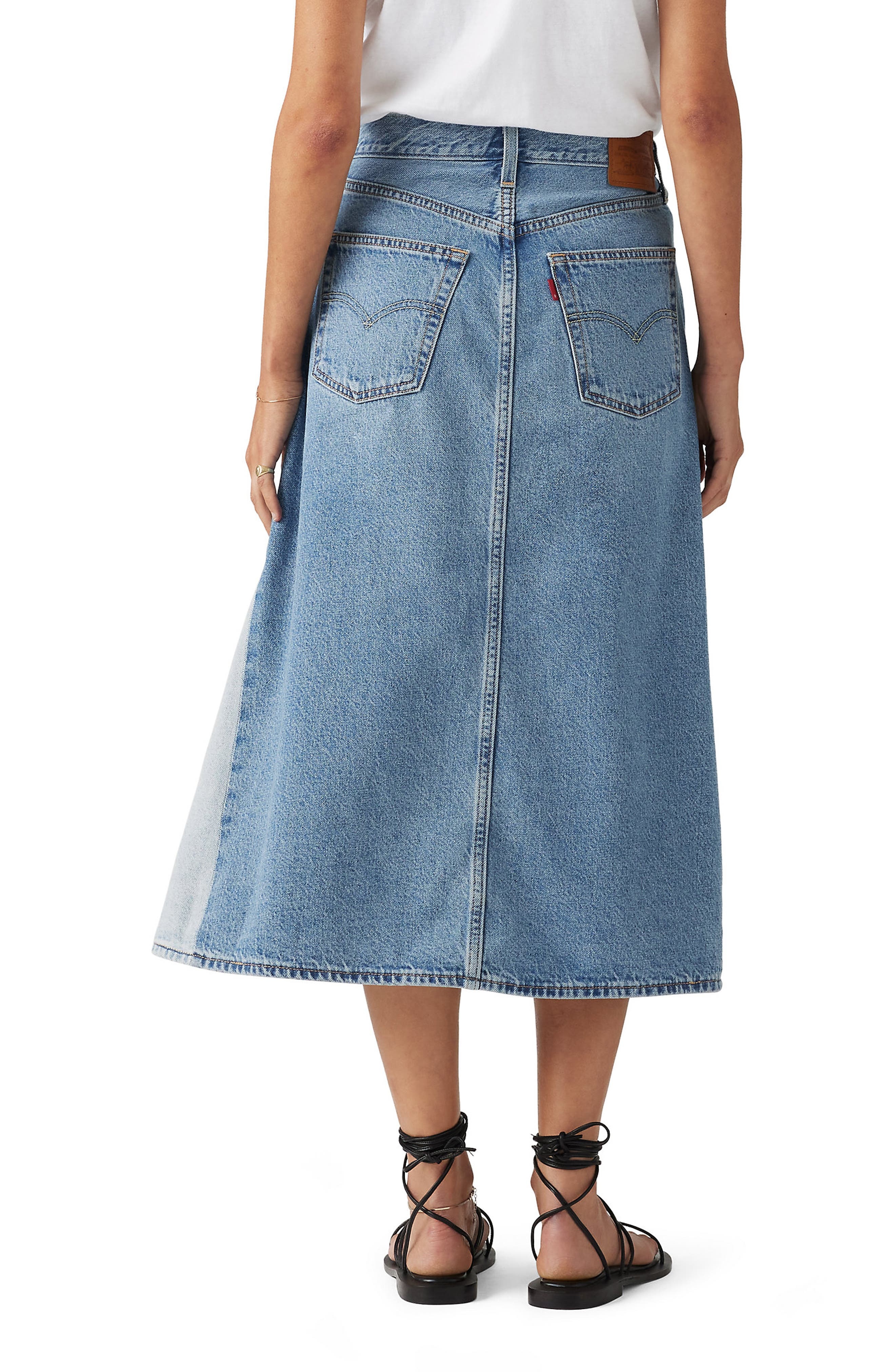 levi's Pieced A-Line Denim Midi Skirt in Mixed Money Bags at Nordstrom - 2