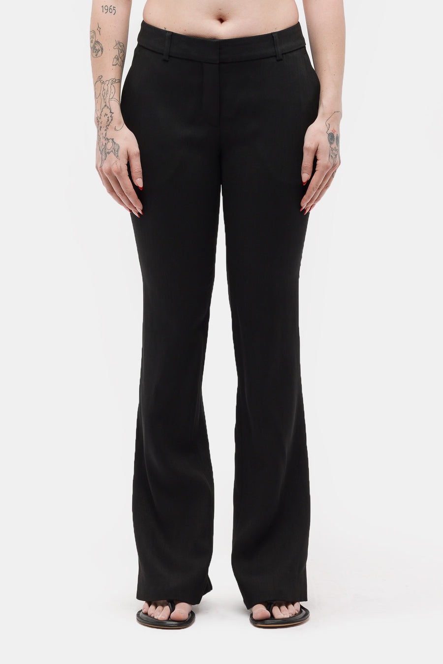 Tailored Wool Blend Trousers in Black - 1