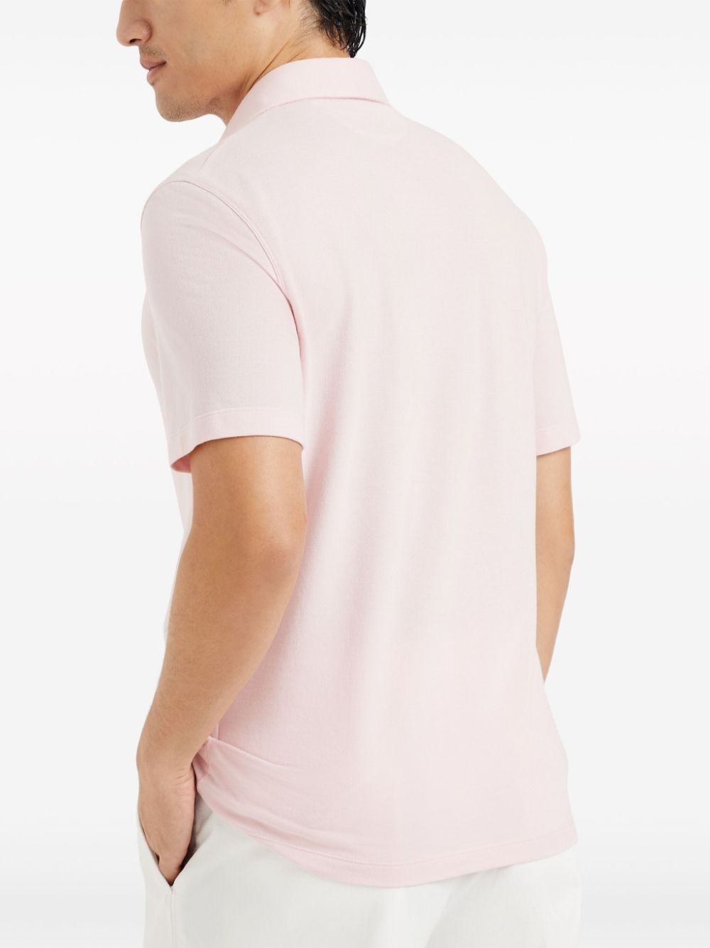 button-fastening cotton polo shirt - 4
