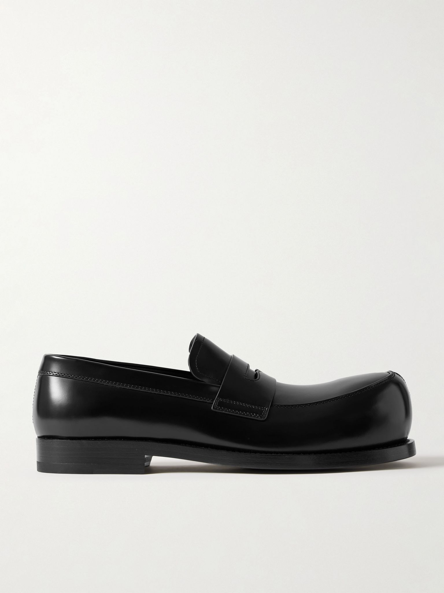 Glossed-Leather Penny Loafers Black - 1