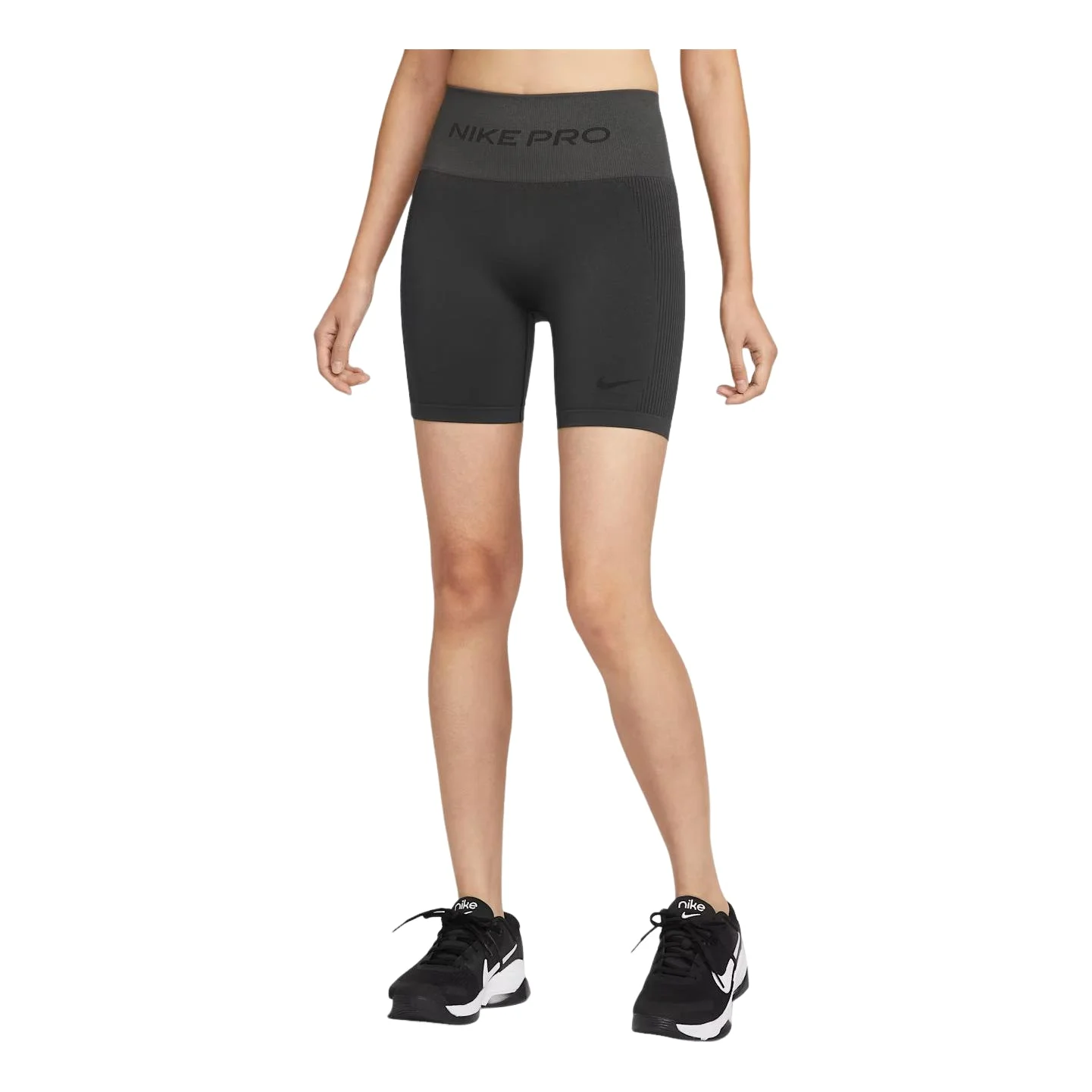 (WMNS) Nike Pro Seamless Dri-Fit High-Waisted 5" Cycling Shorts 'Dark Smoke Grey' IF1211-070 - 1