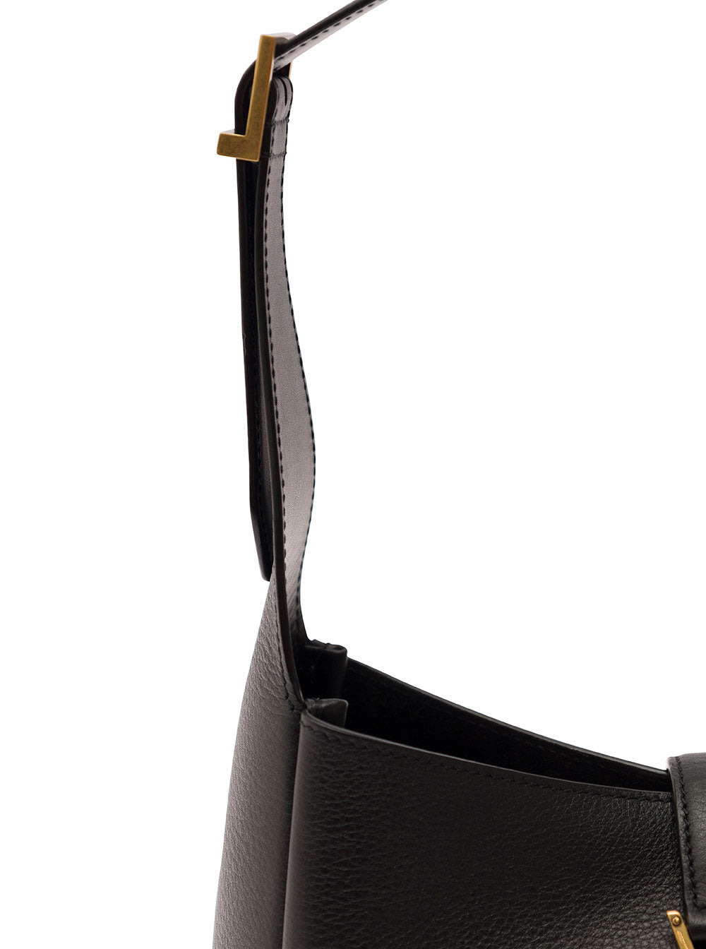 Saint Laurent Women 'Le 5 À 7' Black Shoulder Bag With Cassandre Detail In Hammered Leather Woman - 3