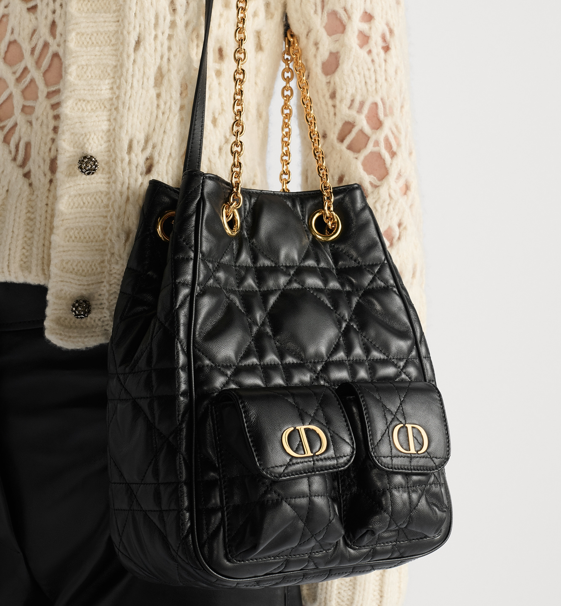 Medium Dior Caro Multicarry Backpack with Chain - 3