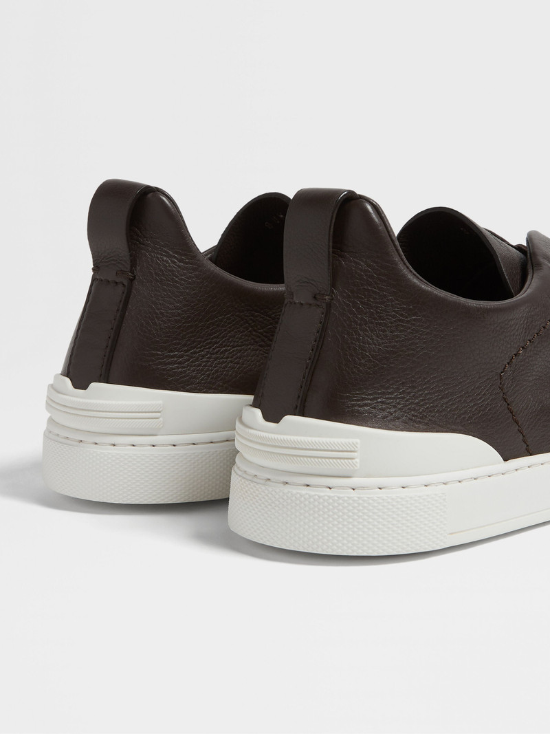 ZEGNA DARK BROWN SECONDSKIN TRIPLE STITCH™ SNEAKERS outlook