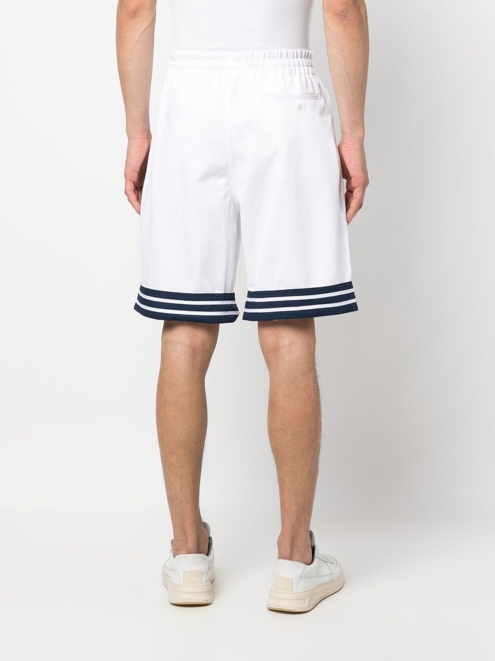 stripe-border cotton shorts - 4