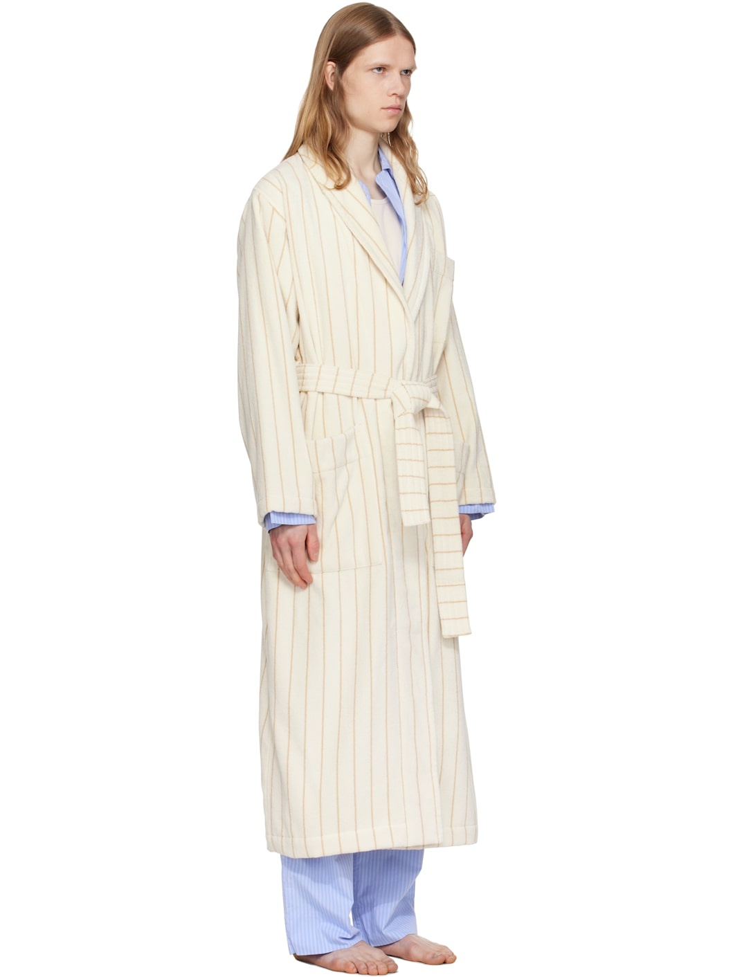 Off-White & Tan Terry Classic Bathrobe - 2