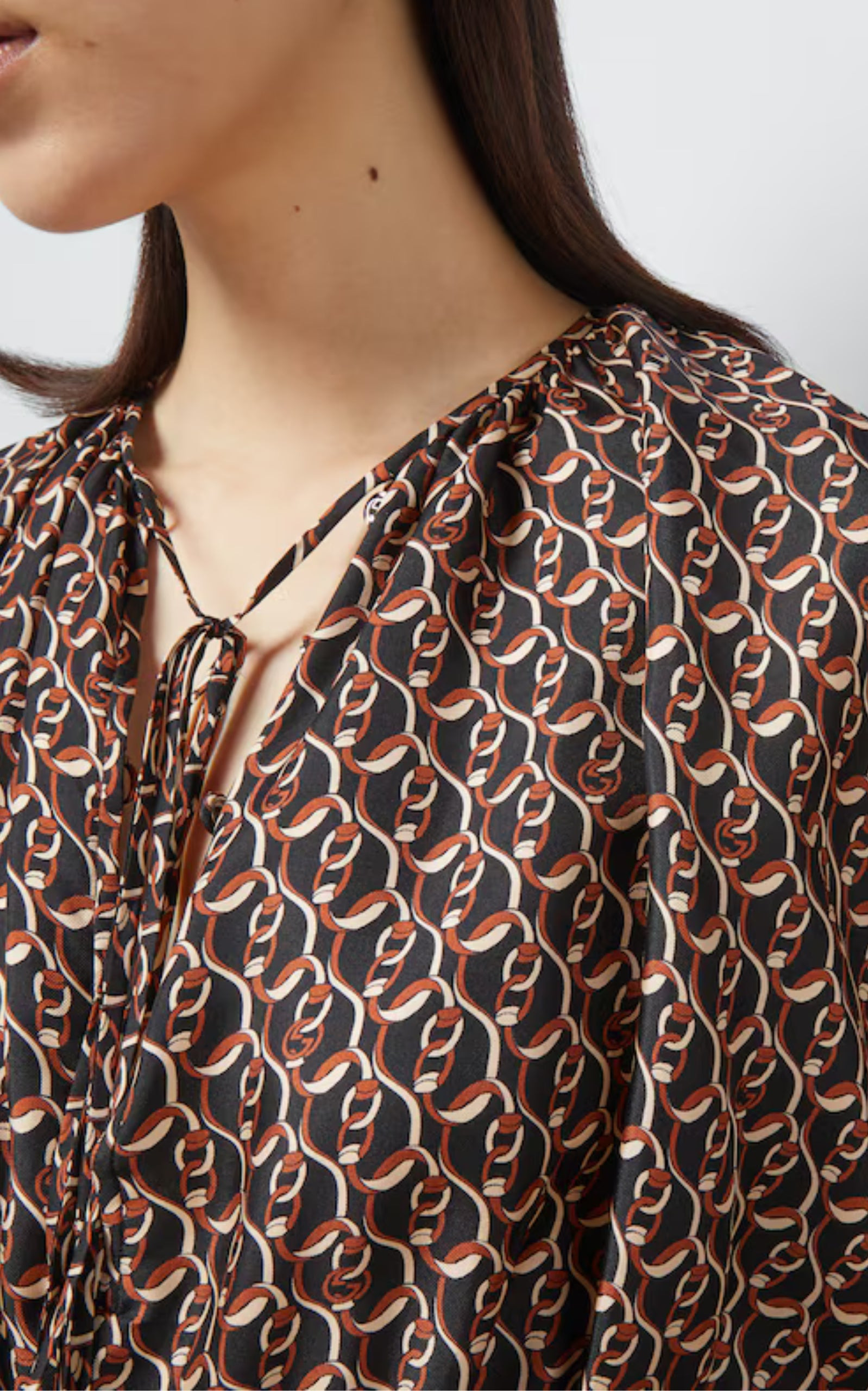 INTERLOCKING G CHAIN PRINT SILK DRESS - 6