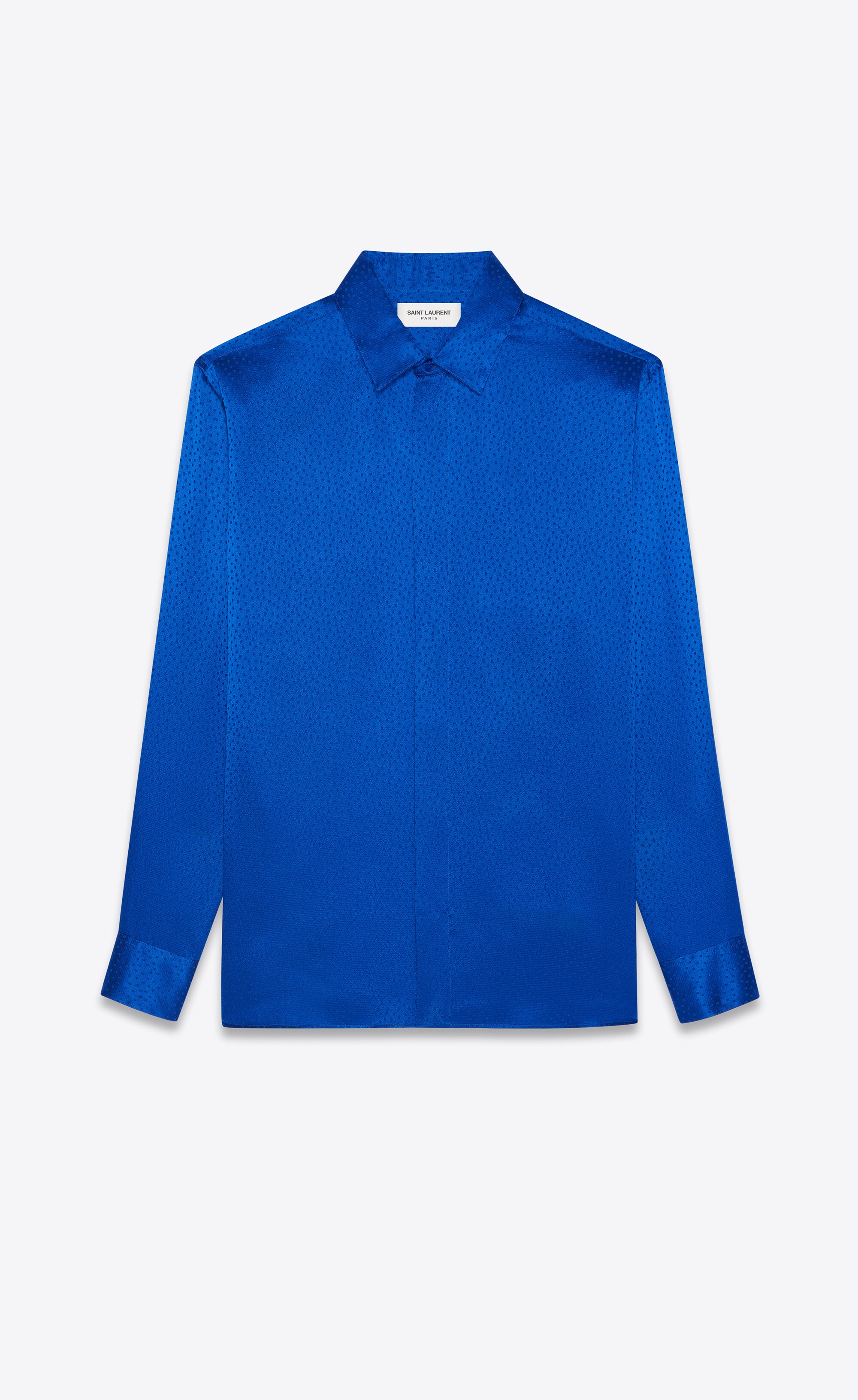 yves collar classic shirt in matte and shiny faille plumetis - 1