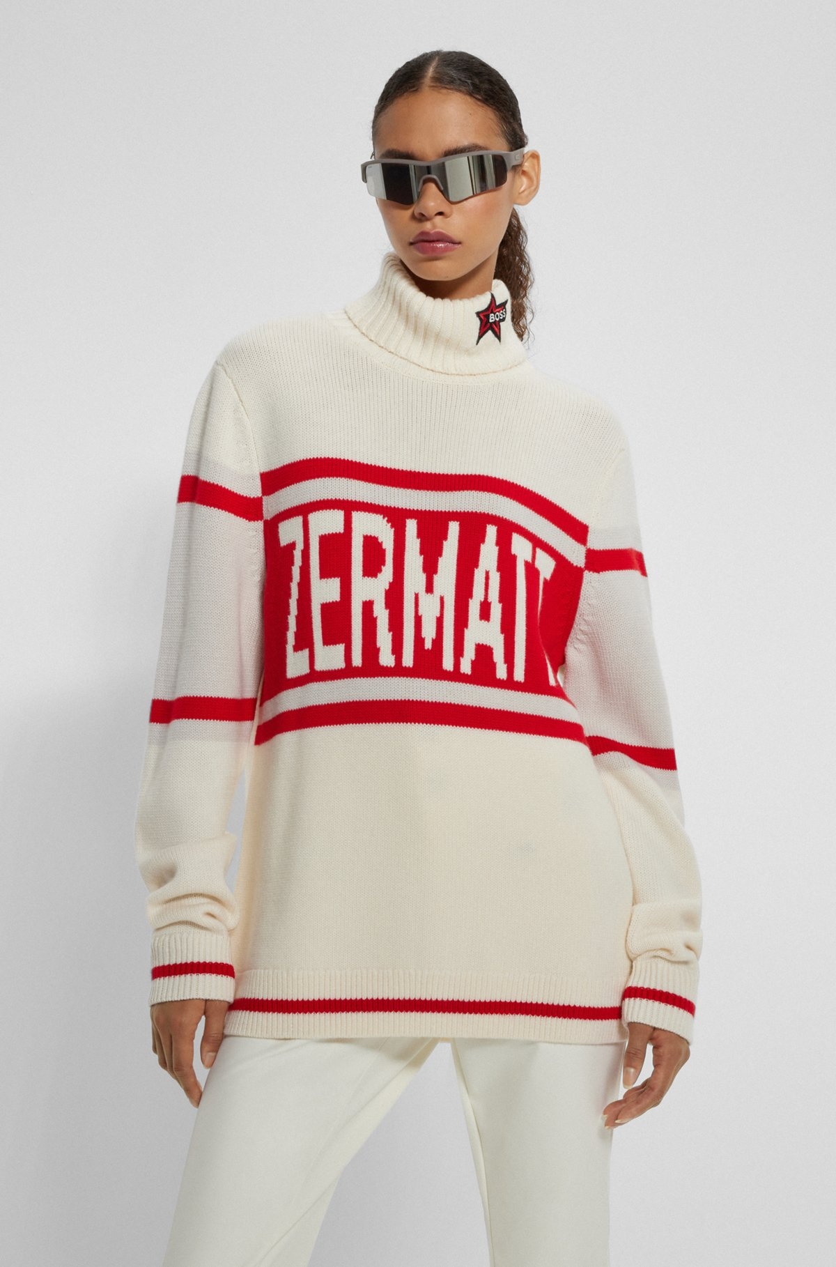 BOSS X PERFECT MOMENT VIRGIN-WOOL SWEATER WITH 'ZERMATT' INTARSIA - 5