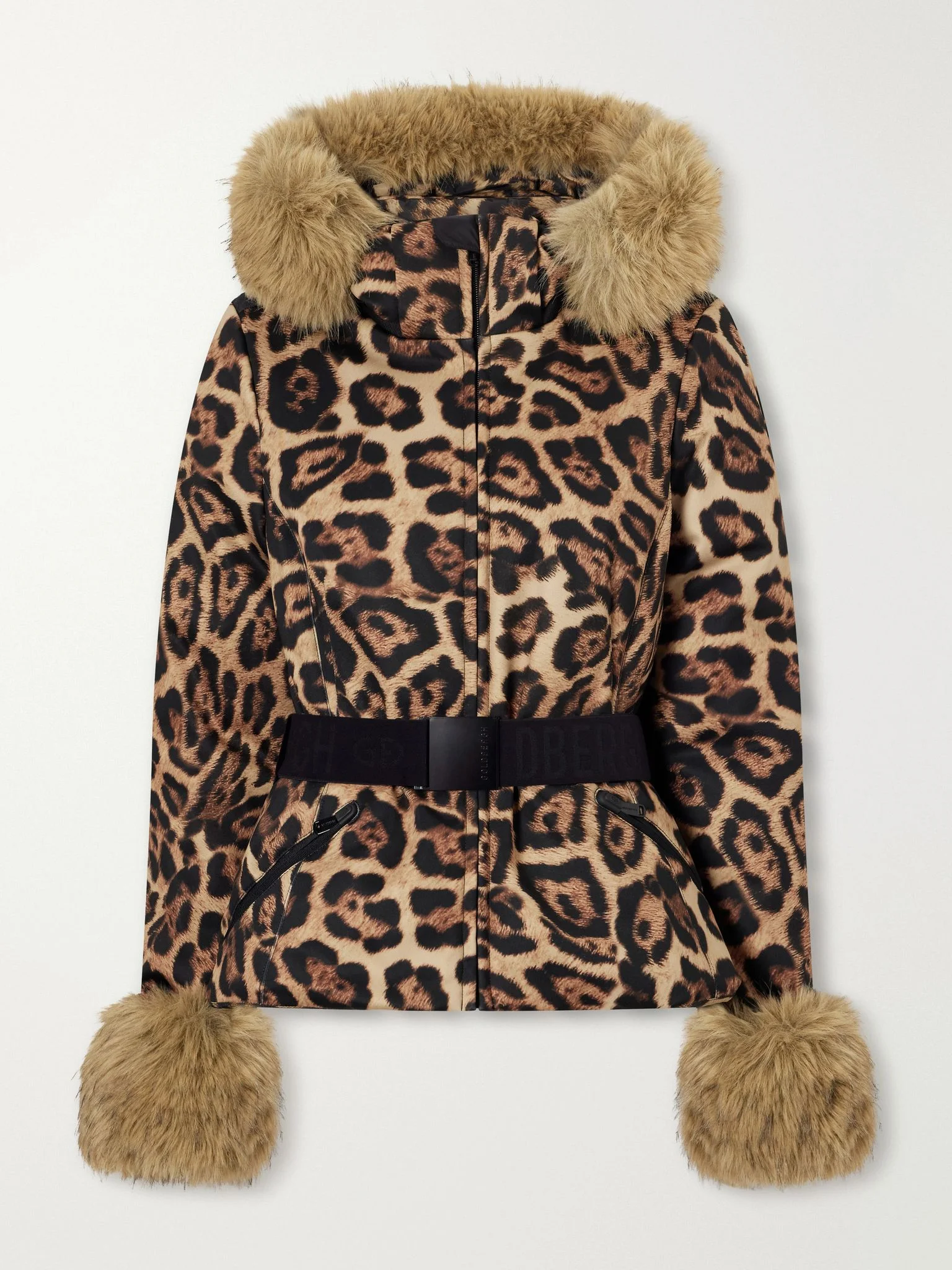 Jagger belted plush-trimmed leopard-print ski jacket Leopard print - 1