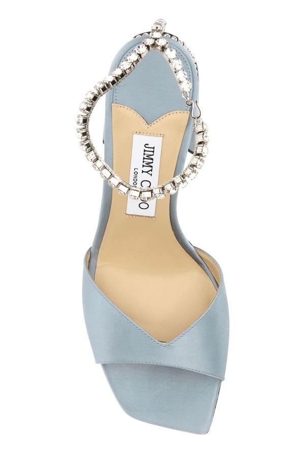 Pastel light blue satin Saeda 85 sandals - 4