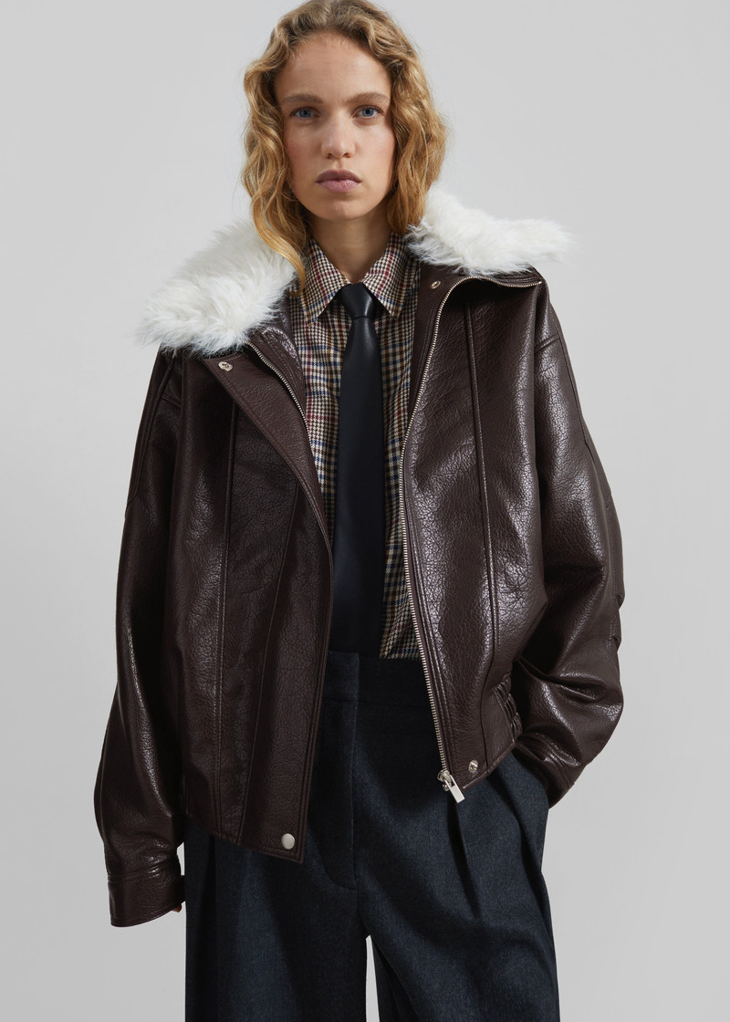 Gemonio Faux Leather Jacket - Brown 9