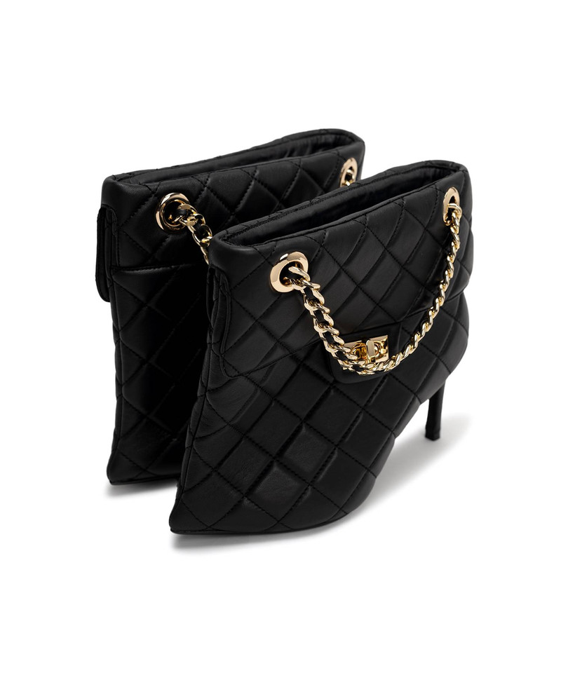 Quilted Bag Detail Pin Heel Short Boots 8
