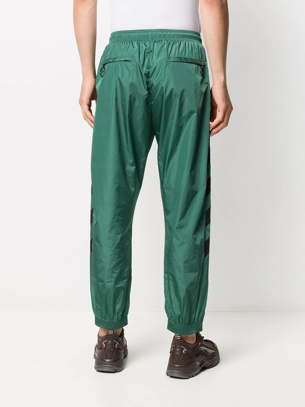 diagonal stripes technical fabric trousers - 4