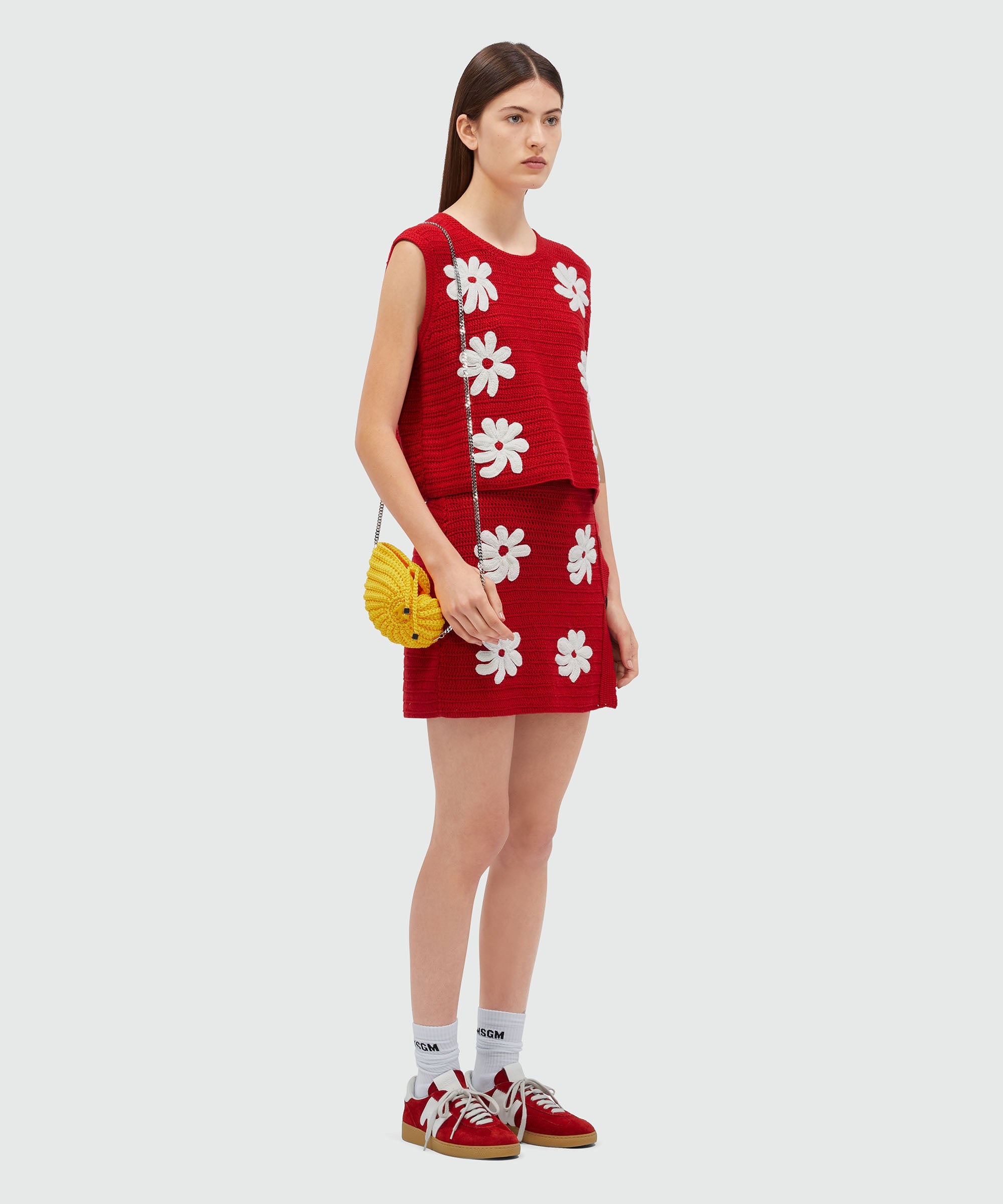 Floral patterned crochet knit top - 4