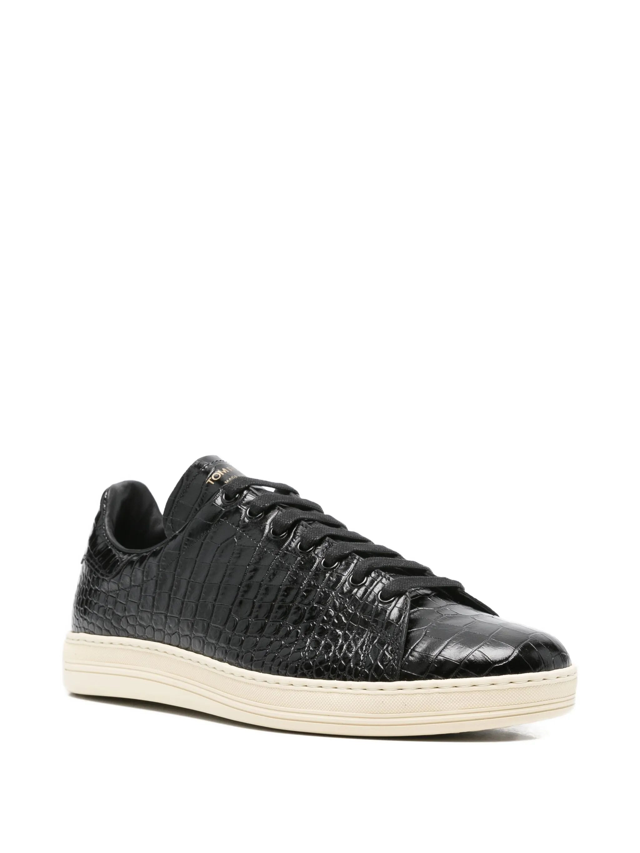 crocodile-embossed leather sneakers - 2