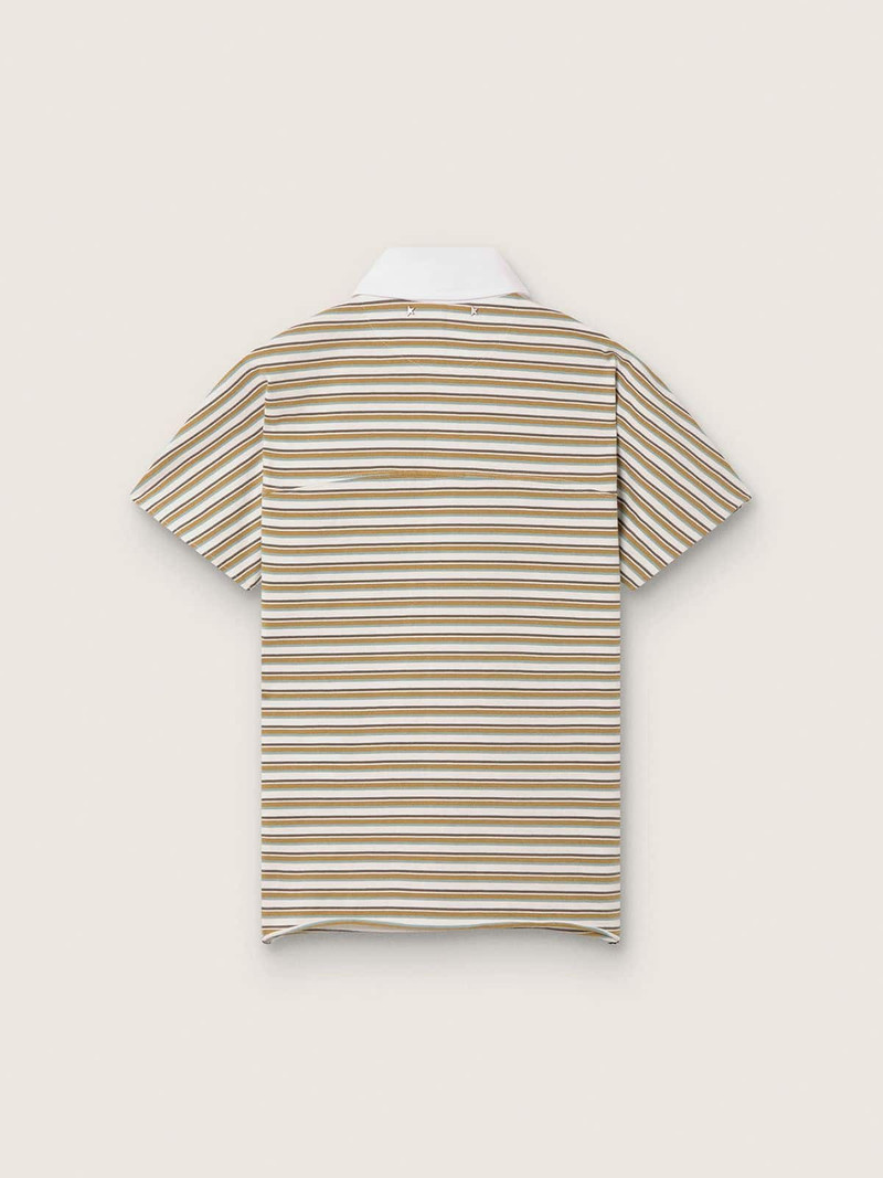 Golden Goose Women's polo T-shirt in striped jersey with contrast collar outlook
