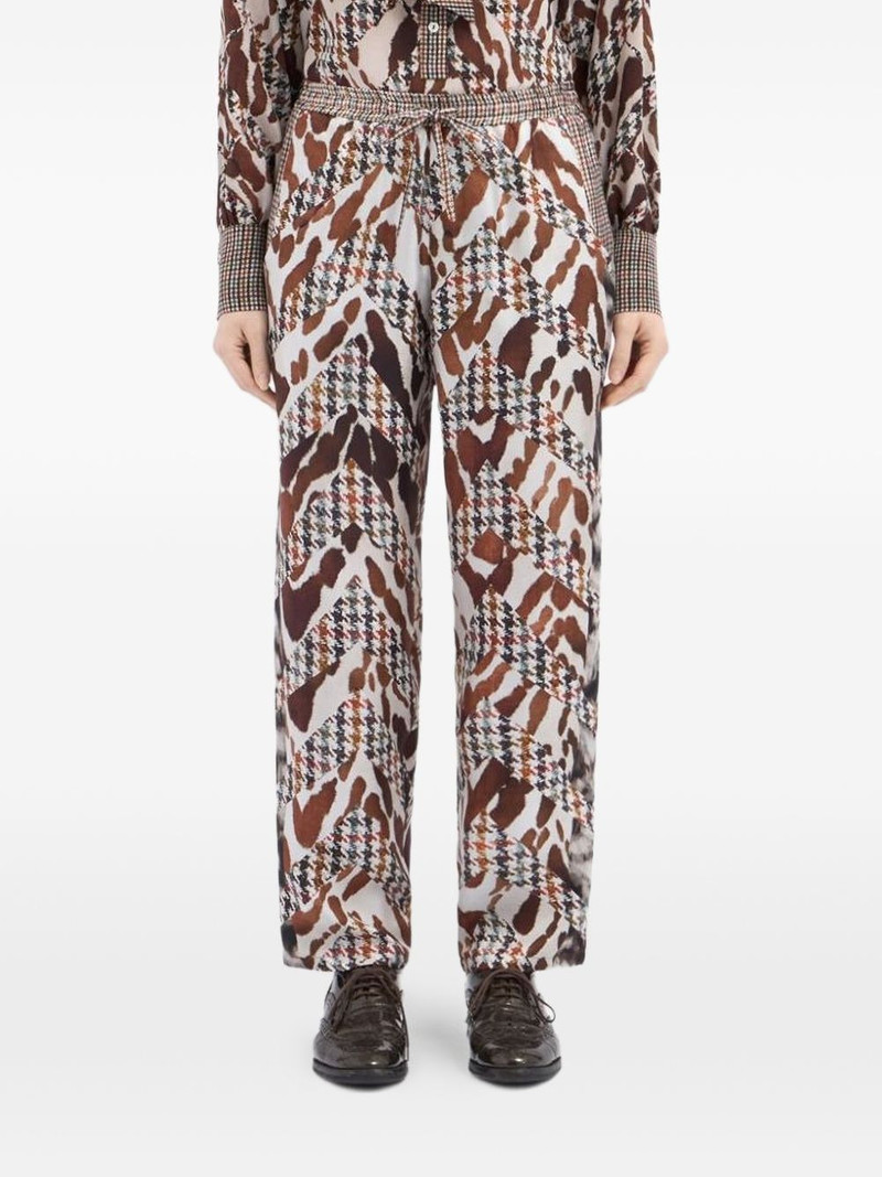 houndstooth animal-print silk trousers 3