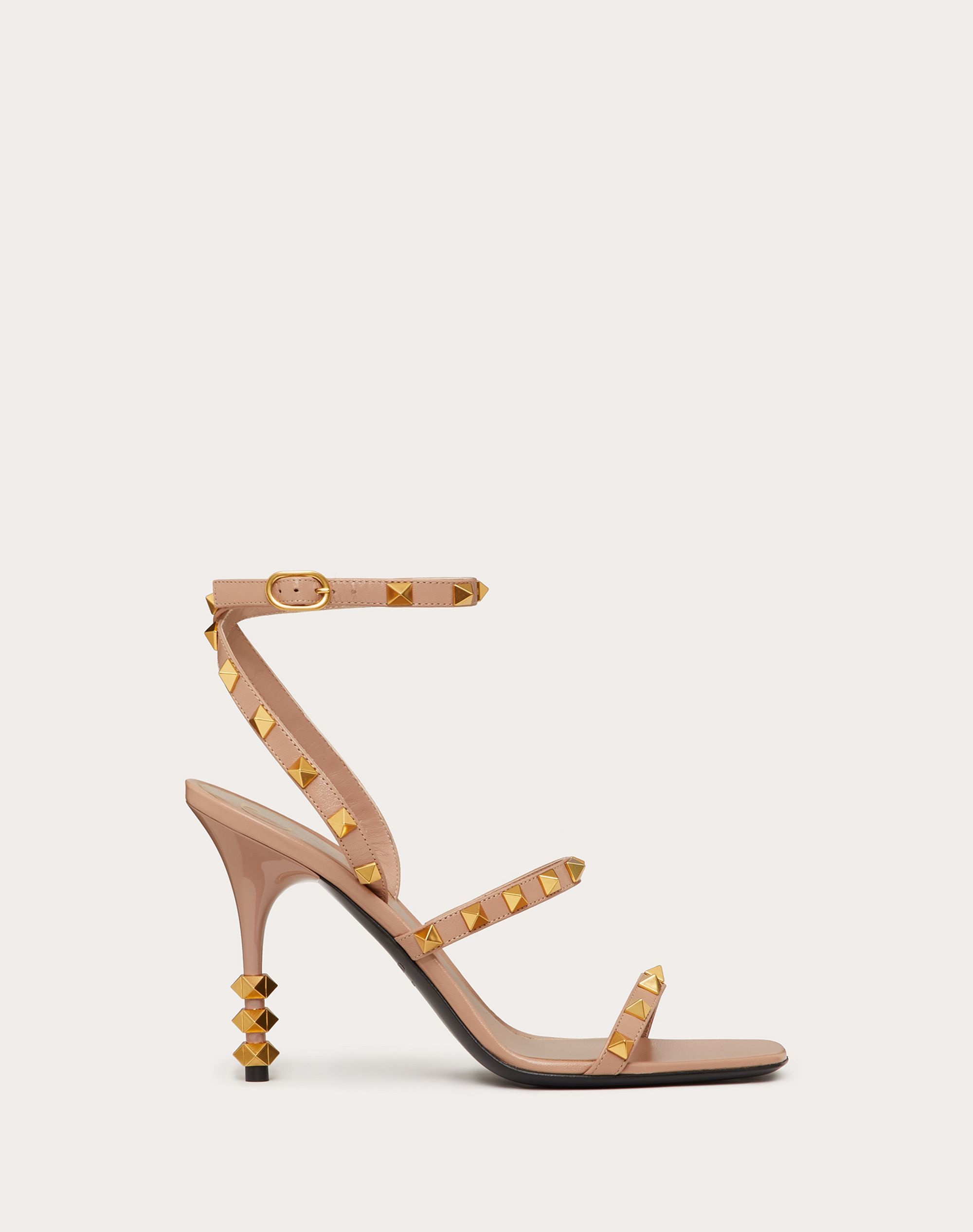 ROCKSTUD GOATSKIN SANDAL WITH SCULPTED HEEL 100 MM - 1