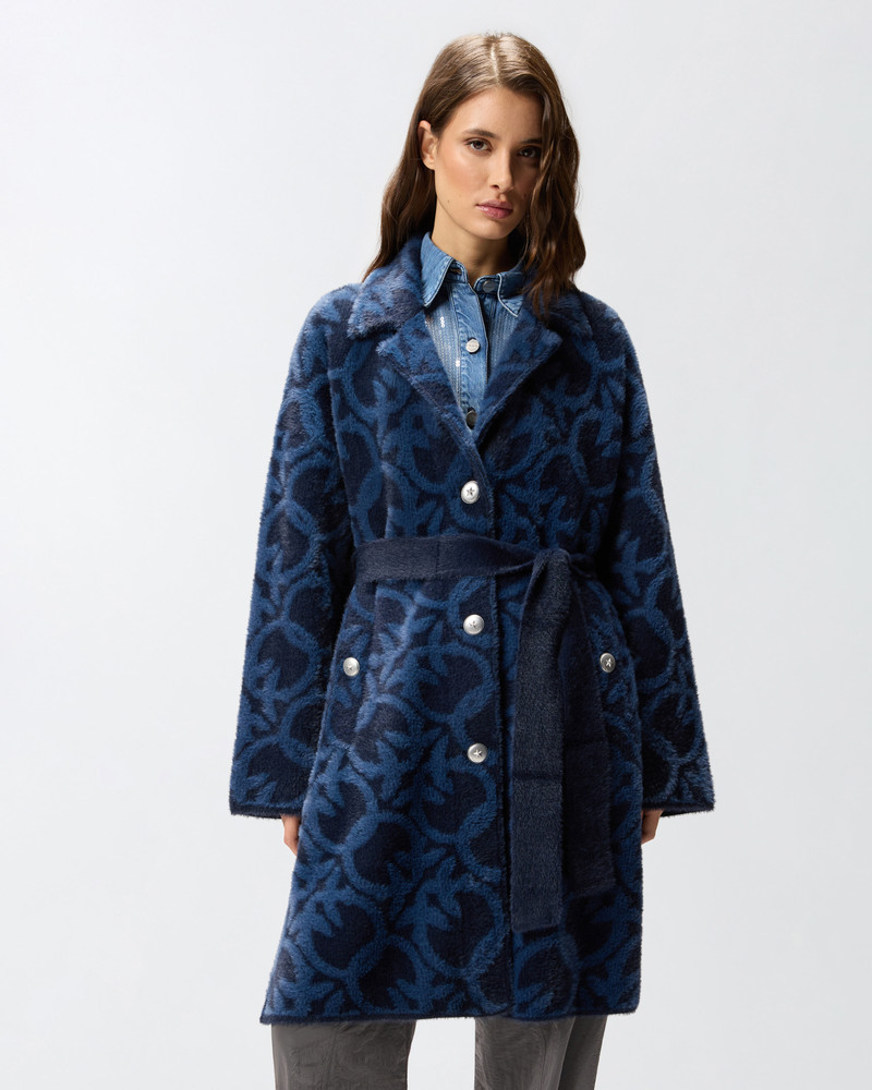 PINKO VELOUR-EFFECT COAT WITH JACQUARD LOGO outlook