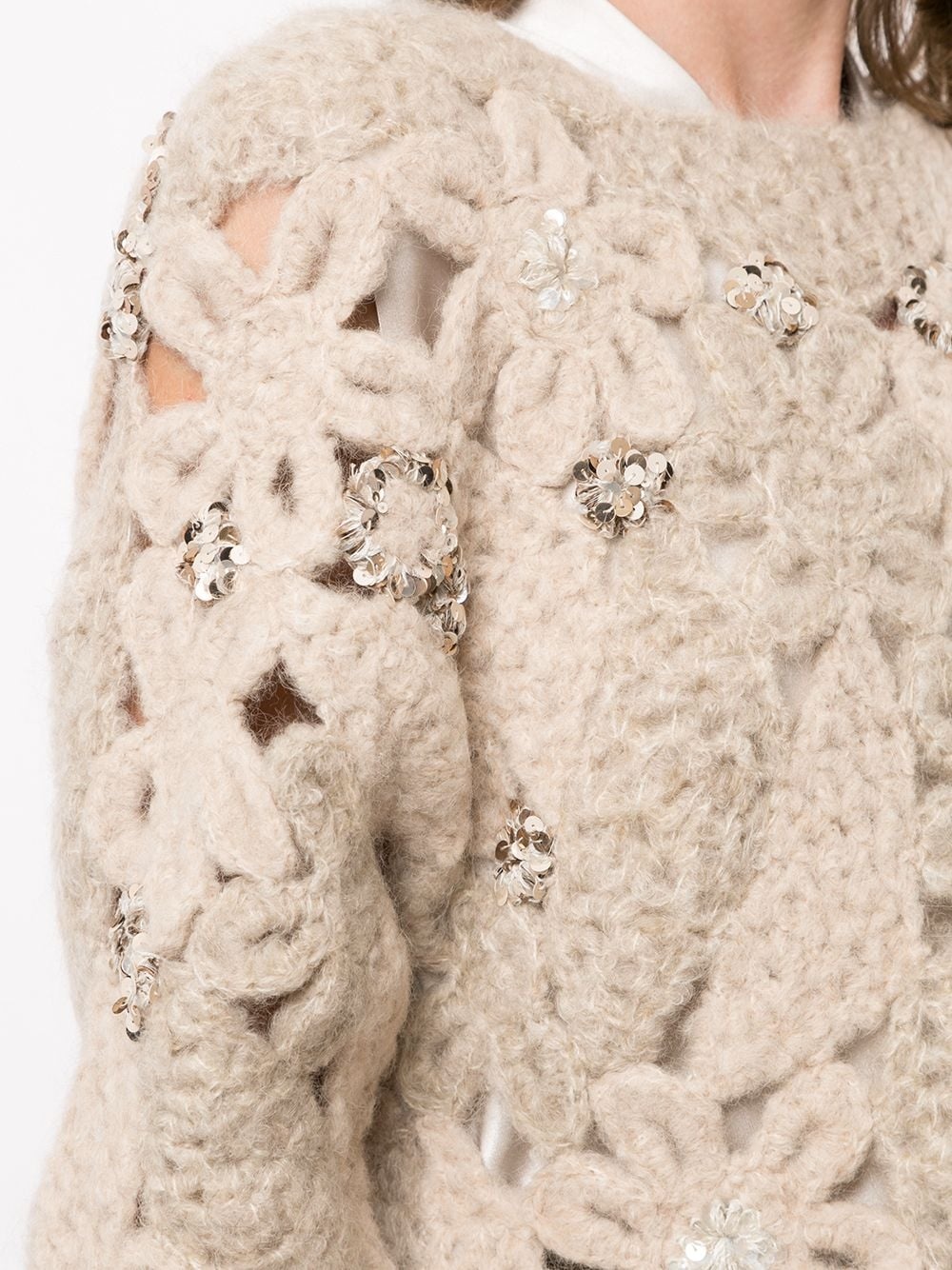 lace-pattern embellished jumper - 5