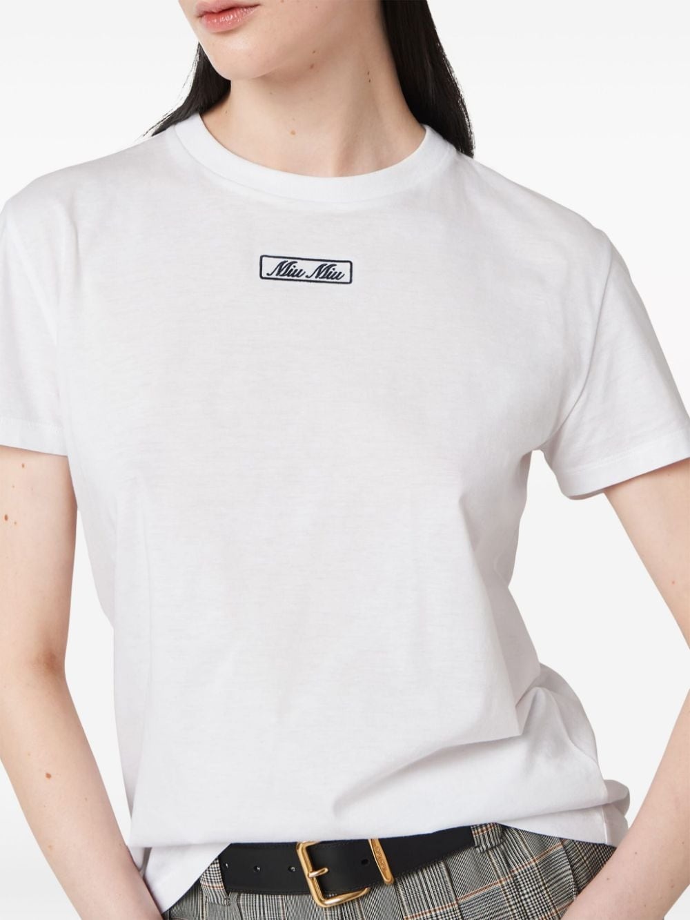 logo-embroidered cotton T-shirt - 4