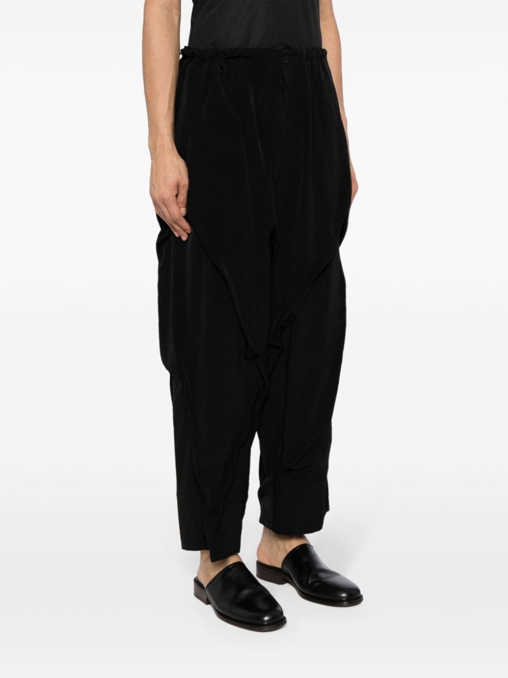 pleated drop-crotch trousers - 3