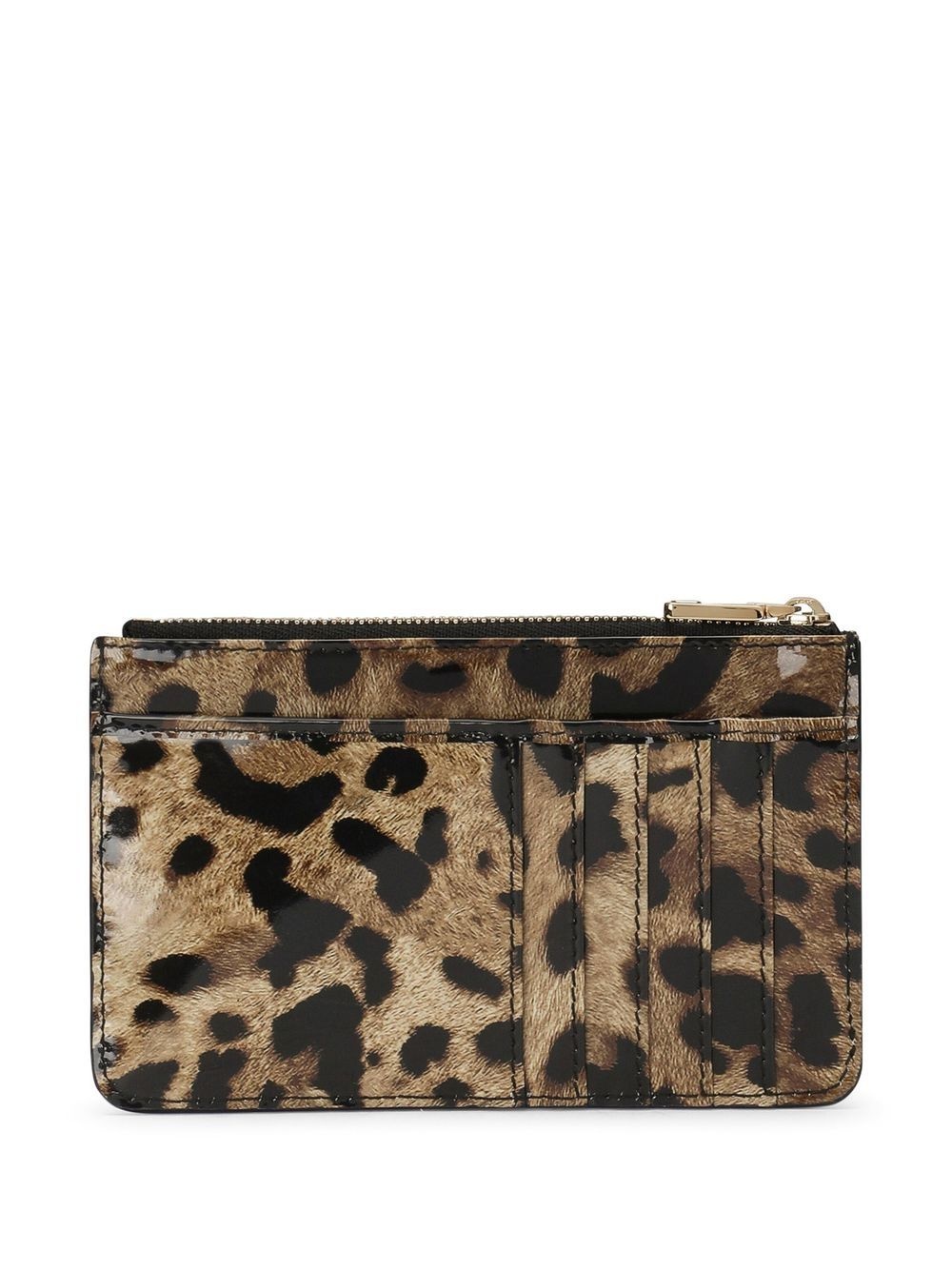 leopard-print leather card holder - 2